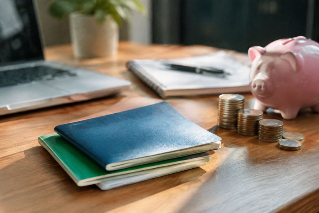 Fiches livrets bancaires comparant livrets réglementés et non réglementés sur un bureau